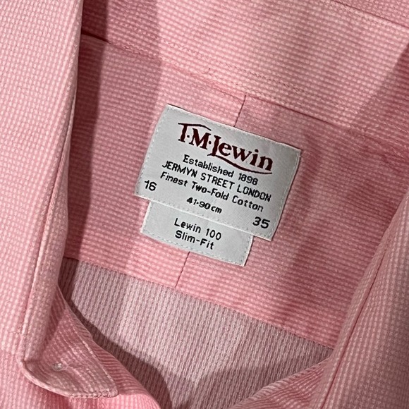 T.M. Lewin, Pink Check Dress Shirt, Slim Fit‎ 16-34/35-785-W - Picture 3 of 3